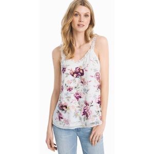 🪴 WHBM Cami White Floral Sz XL Embroidery